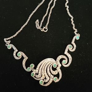 Art Deco Sterling Marcasite Wave Necklace